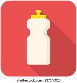 Bottle water, modern flat icon with long shadow