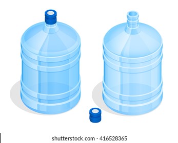 Bottle of water on a white background. Flat 3d isometric illustration. For infographics and design 