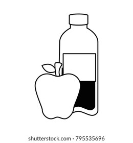 bottle water plastic with apple