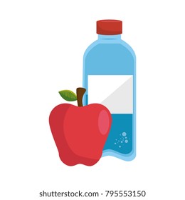 bottle water plastic with apple