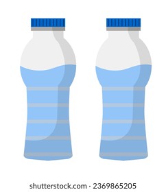 Bottle of water, plastic container with liquid for drinking and hydrating body after sports activities and exercises. Isolated beverage for sportsmen, hydration and health. Vector in flat style