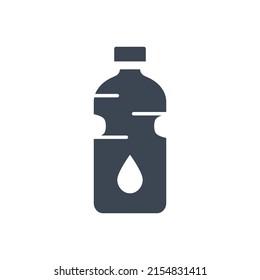 Bottle water related vector glyph icon. Bottle sign with water drop. Isolated on white background. Editable vector illustration