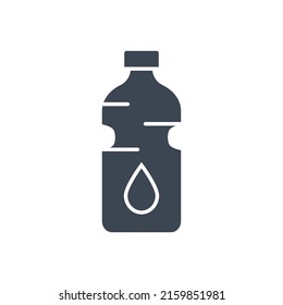 Bottle water related vector glyph icon. Bottle sign with water drop. Isolated on white background. Editable vector illustration