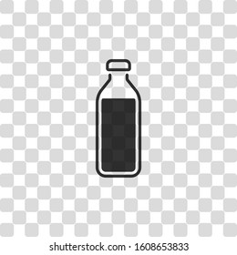 bottle of water, simple icon. Black symbol on transparency grid