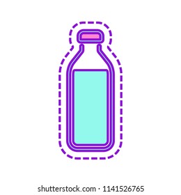 bottle of water, simple icon. Colored sketch with dotted border on white background