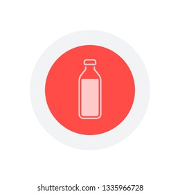 bottle of water, simple icon. Icon in colored circle with gray bold border. Web button, modern flat design