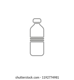 bottle of water, simple icon. Dotted outline silhouette with shadow on white background