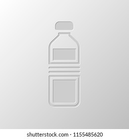 bottle of water, simple icon. Paper design. Cutted symbol. Pitted style