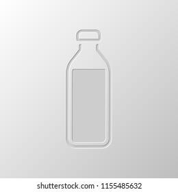 bottle of water, simple icon. Paper design. Cutted symbol. Pitted style