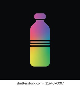 bottle of water, simple icon. Rainbow color and dark background