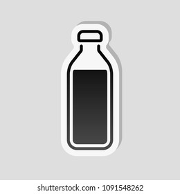 bottle of water, simple icon. Sticker style with white border and simple shadow on gray background