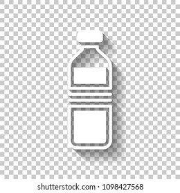 bottle of water, simple icon. White icon with shadow on transparent background