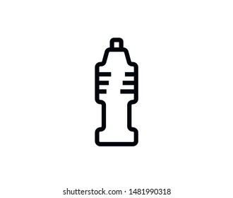 Bottle of water single icon. Black vector outline pictogram for web design. Isoleted sing for website on whiite background. Flat monochrome life style symbol.  