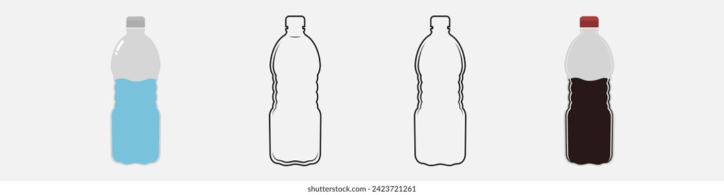	
Bottle of water and soda Empty plastic bottle outline