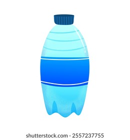 a bottle of water that is blue and has a blue label vector for decoration, illustration or ornament