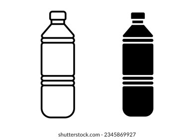 Botella del conjunto de iconos del vector de agua. Símbolo de botella de plástico