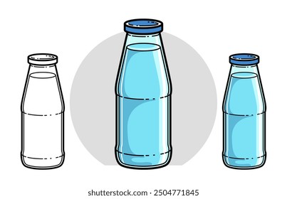 Botella de Ilustración vectorial de agua aislada en blanco, icono de estilo de dibujos animados de agua potable fresca.