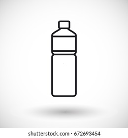 Bottle of water vector thin line web icon, Outline design of food, health care of watering object with round shadow, plastic water bottle illustration