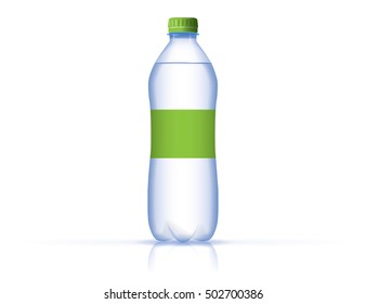 A bottle of water for your design and logo. It is easy to change the color of the roof and labels. Bottle transparent.