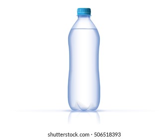 A bottle of water for your design and logo. It is easy to change the color of the roof and labels. Bottle transparent.