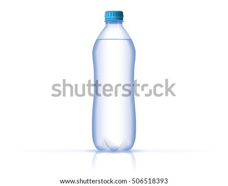 A bottle of water for your design and logo. It is easy to change the color of the roof and labels. Bottle transparent.