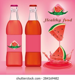 Bottle Watermellon Juice .vector Illustration