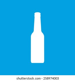 Bottle web white icon isolated on a blue background. Vector symbol