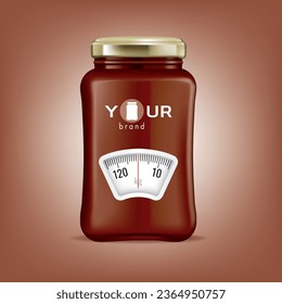 Bottle with a weight scale. Diet concept. Vector.