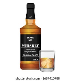 A bottle of whiskey with a cigar