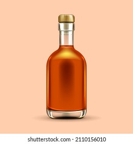 Bottle of whiskey or cognac.Design template icon,badge,pictogram,symbol.Vector illustration