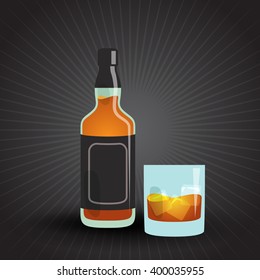 bottle of whiskey and a glass of whiskey