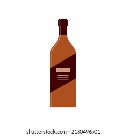 Bottle of whiskey, great design for any purposes. Flat style. Color form. Party drink concept. Simple image shape. Vector.
