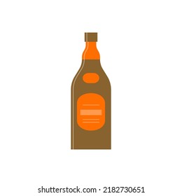 Bottle of whiskey, great design for any purposes. Flat style. Color form. Party drink concept. Simple image shape. Vector.
