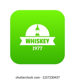 Bottle whiskey icon green vector isolated on white background