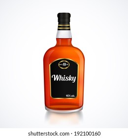 Bottle of whiskey isolated on white