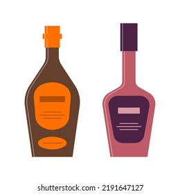 Bottle of whiskey or liquor, great design for any purposes. Flat style. Color form. Party drink concept. Simple image shape. Vector.
