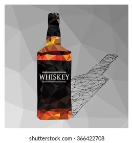 bottle of whiskey made polygons