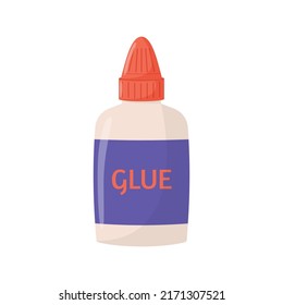 Bottle of white glue with orange top isolated on white background. Flat vector illustration - Shutterstock ID 2171307521