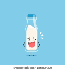 a bottle of white milk character mocking face isolated on cyan background. a bottle of white milk character emoticon illustration