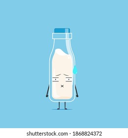 a bottle of white milk character speechless isolated on cyan background. a bottle of white milk character emoticon illustration