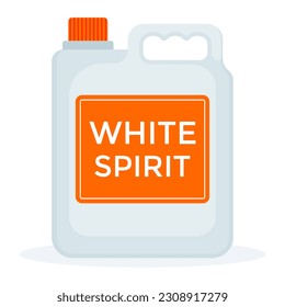 Bottle of white spirit in white plastic bottle cartoon vector illustration isolated on white background.