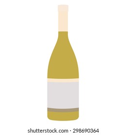 A bottle of white wine with blank label  - vector drawing isolated