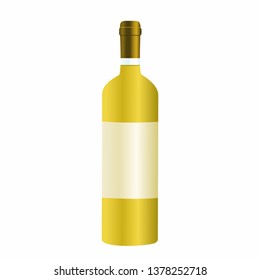 Bottle of white wine isolated on white background, vector illustration