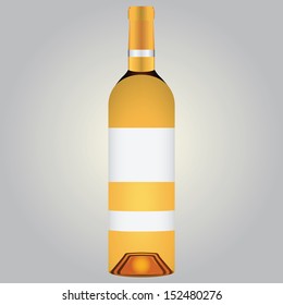 Bottle of white wine with a label. Vector illustration.