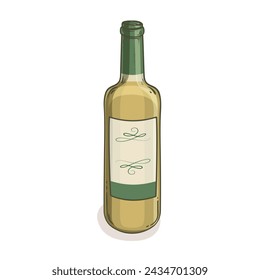 Bottle of white wine vector graphic