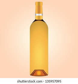 A bottle of white wine. Vector illustration.