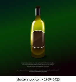Bottle of white wine. Vector illustration. Brochure template
