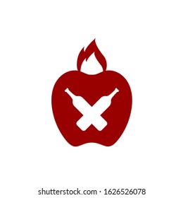 bottle wine apple logo design vector template