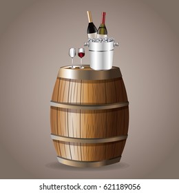 bottle wine barrel glassware ice bucket