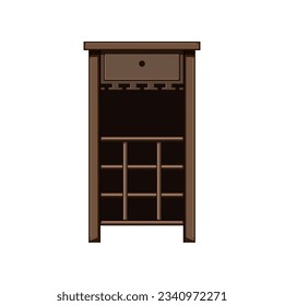 bottle wine cabinet cartoon. glass alcohol, drink wood, shelf restaurant bottle wine cabinet sign. isolated symbol vector illustration